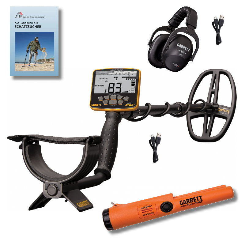 Garrett ACE APEX Metalldetektor & Pinpointer PRO-Pointer AT Z-Lynk & Schatzsucherhandbuch
